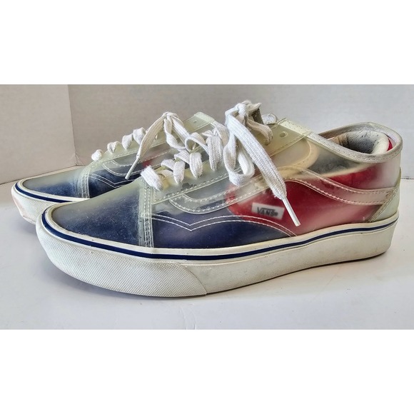 Vans Old Skool ComfyCush Clear Transparent Red Blue Sneakers US Men 8 Women‎ 9.5 - Picture 1 of 10